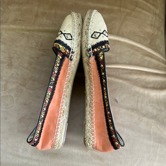 Orange & Cream Espadrilles with Geometric Trim - Picture 3 of 6